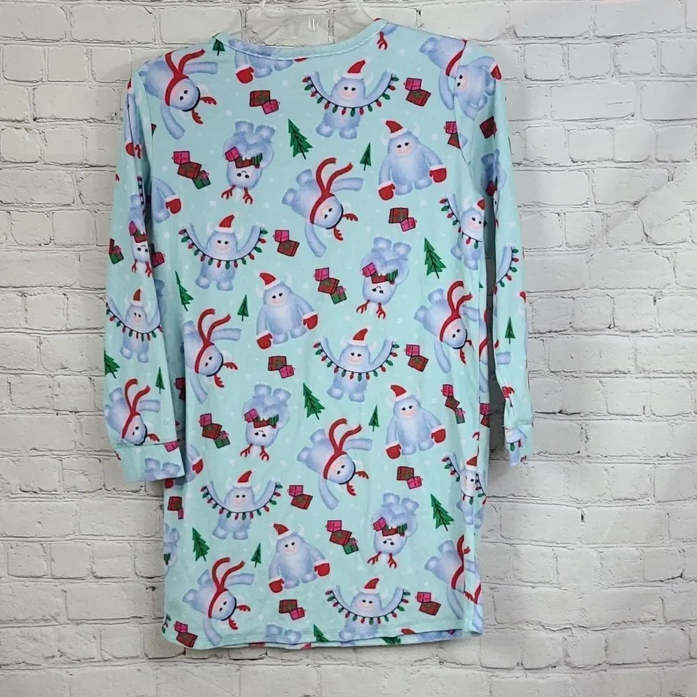 Justice Yeti Christmas Nightgown Girls 12 Plush Holiday Sleep Gown Cozy Pajamas
